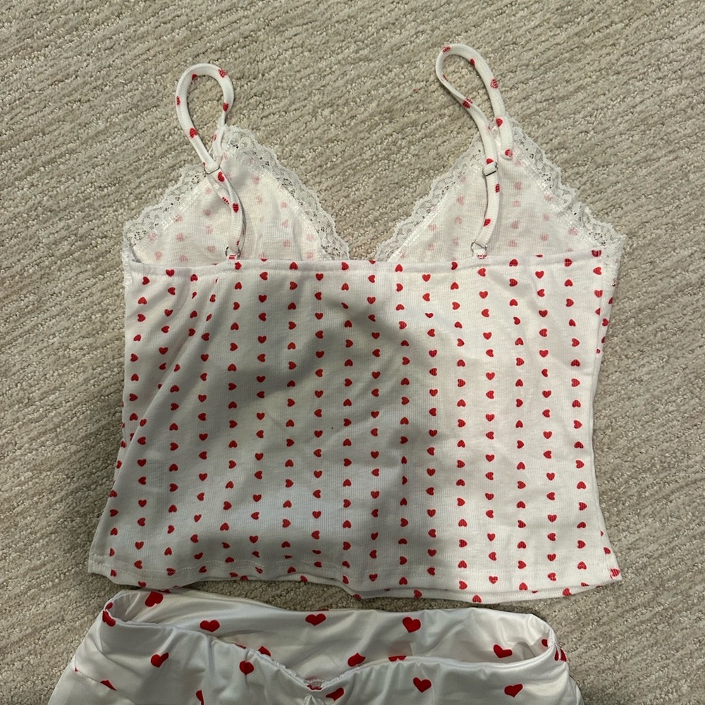 Heart Print Lace Trim Cami